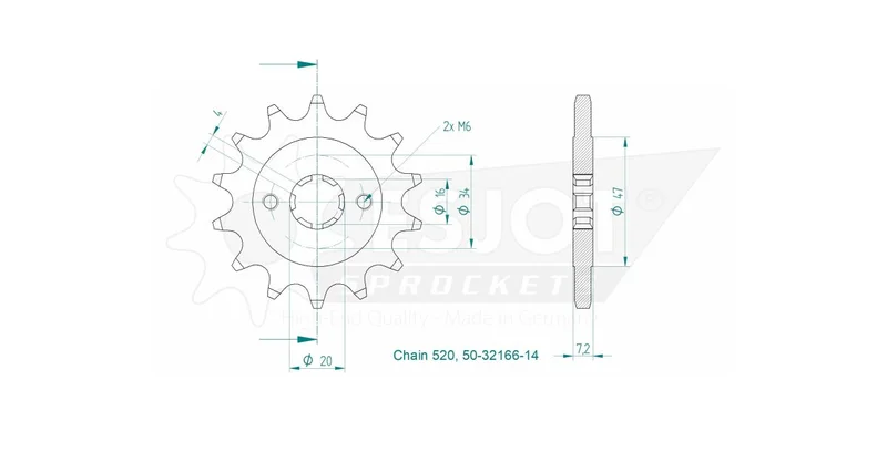 ESJOT SPROCKET FRONT 14T 520