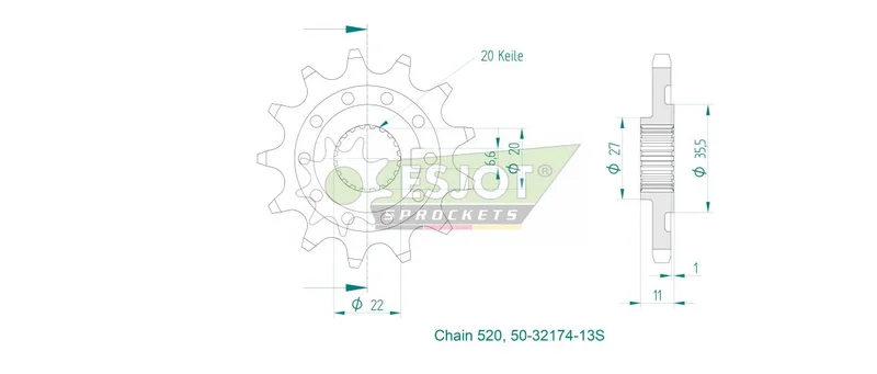 ESJOT SPROCKET FRONT 13T 520