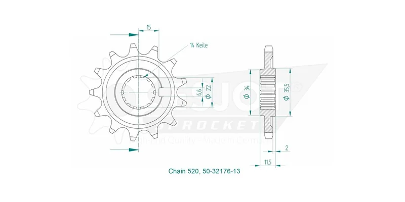 ESJOT SPROCKET FRONT 13T 520