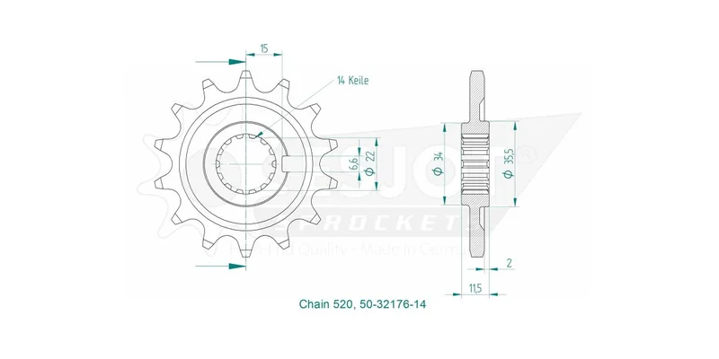 ESJOT SPROCKET FRONT 14T 520