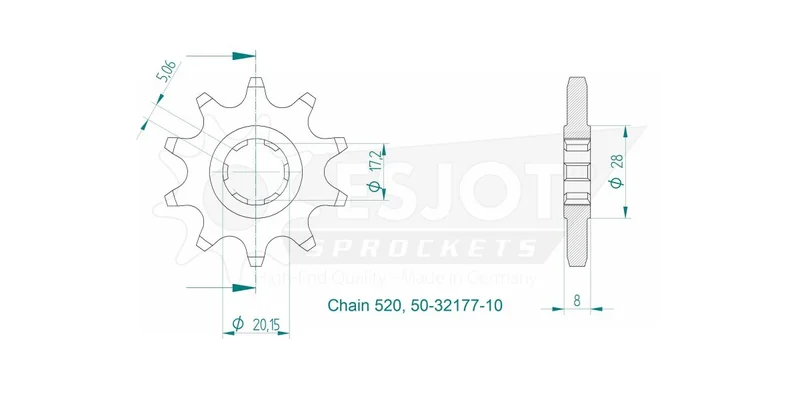 ESJOT SPROCKET FRONT 10T 520
