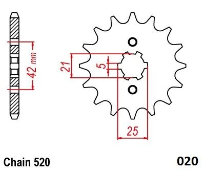 MOTO-MASTER FRNT SPRCKET STEEL 520-14T KWS
