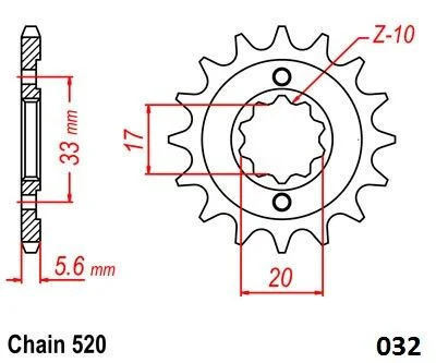 MOTO-MASTER FRNT SPRCKET STEEL 520-14T KWS