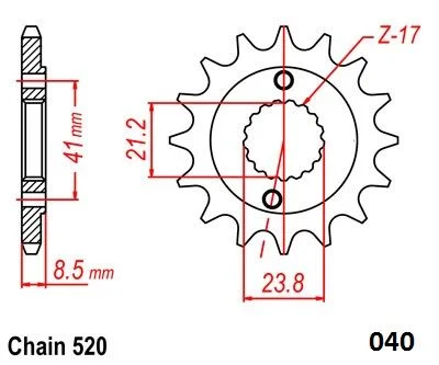 MOTO-MASTER FRNT SPRCKET STEEL 520-14T HON