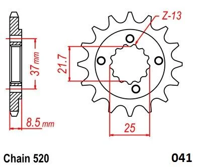 MOTO-MASTER FRNT SPRCKET STEEL 520-13T HON