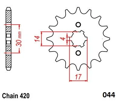 MOTO-MASTER FRNT SPRCKET STEEL 420-14T KWS