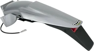 UFO ENDURO REAR FENDER W/ STOP-TAILLIGHT KTM 2/4-STROKE (98-03) SILVER