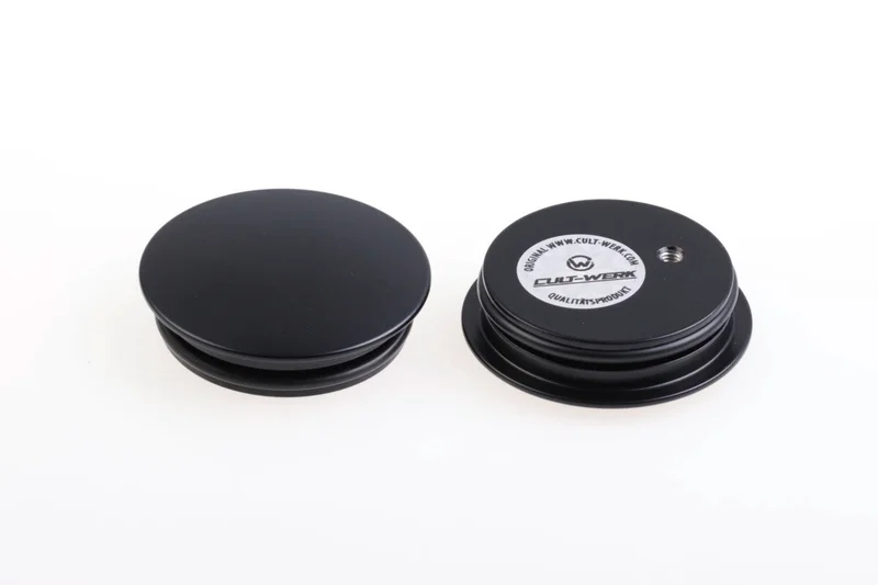 Cult-Werk Swingarm axle bolt cover kit. Matte black