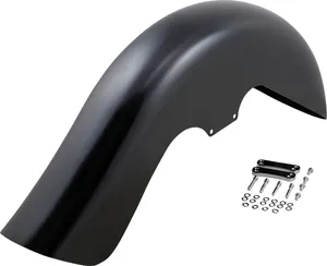 Klock Werks Benchmark Front Fender for Dresser<br><ul><li>Stamped from 14-gauge U.S. steel, these 6-1/2" wide fenders are E-coated to prevent rust and corrosion with the lowest paint prep in the industry</li><li>The use of precision deep-draw stamping technology ensures a consistent flawless finish while minimizing body work</li><li>Fender includes mounting blocks</li><li>May also be used in a variety of custom applications</li><li>Made in the USA</li></ul><br>120/50 and 130/70 Tire.
With Raked Frame.