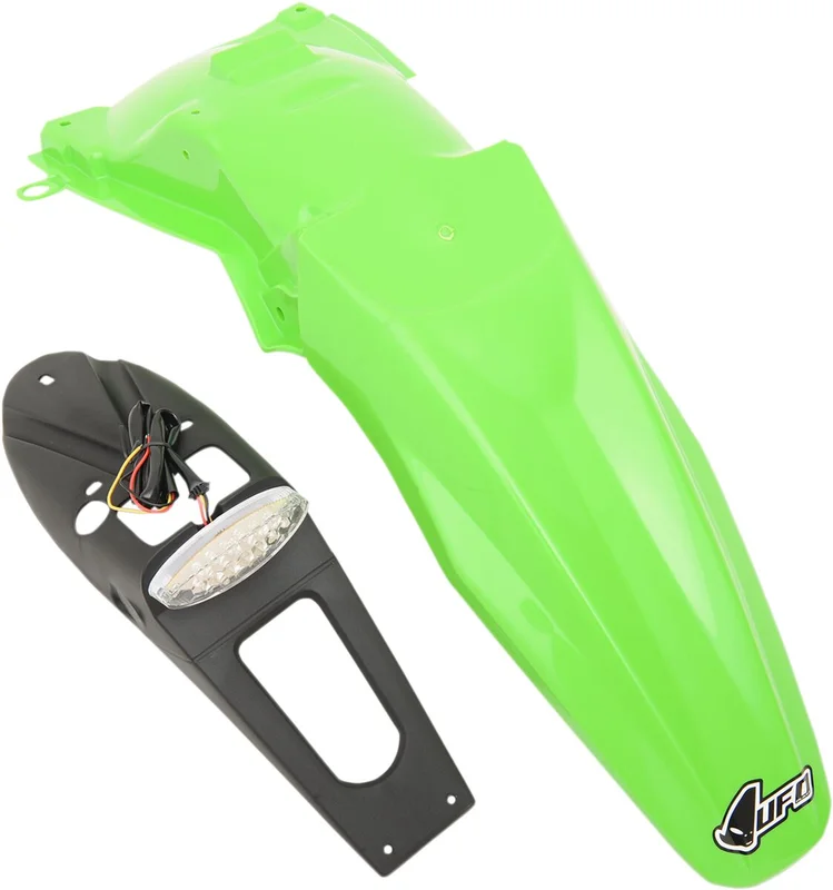 UFO ENDURO REAR FENDER W/ LED-LIGHT KAWASAKI KLX450R KX-GREEN