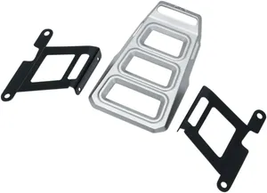 Kuryakyn Dillinger Luggage Rack<br><ul><li>Includes fixed mounts that install discreetly between the fender and struts for a clean look</li><li>Stylized cutouts on top and sides offer multiple secure points for bungee cords or luggage straps</li><li>Durable stamped steel construction offered</li><li>Includes all hardware and mounting brackets for easy bolt-on installation</li><li>Styled to match the complete Kuryakyn Dillinger collection</li><li>Recommended max load is 10 pounds</li><li>EU: Recommended max load is 4,54 kg</li></ul>