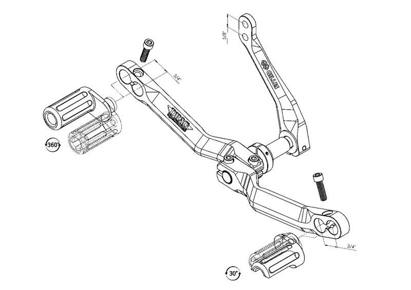 Drag Specialties SHIFTER HEEL/TOE ADJUSTABLE BL