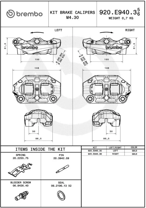 Brembo CALIPER PRIME HYPURE 100MM FR/