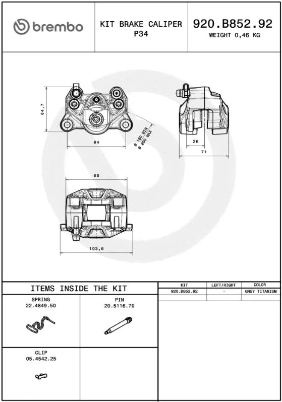Brembo CALIPER PRIME P2.34 REAR TI