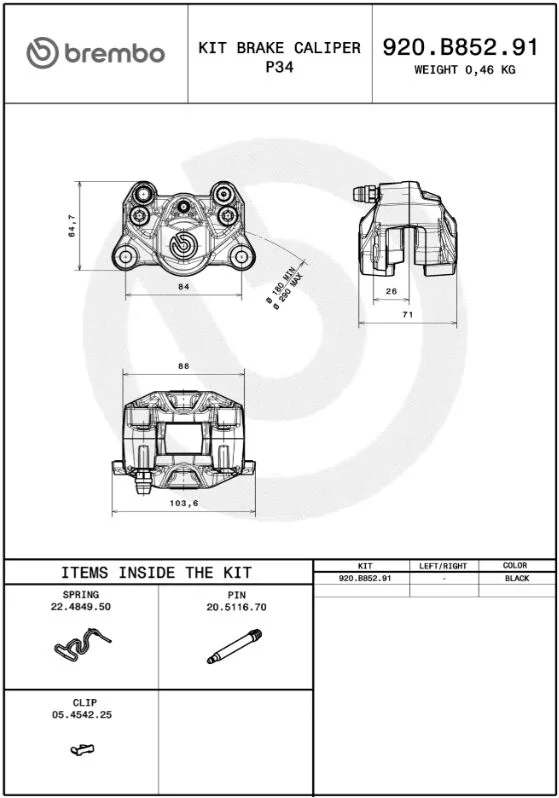 Brembo CALIPER PRIME P2.34 REAR BK