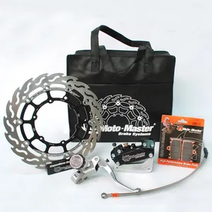 MOTO-MASTER SM RACE KIT: 320mm FLOATING FLAME, BRAKE PADS/LINE,4 PISTON CALIPER/BRACKET, RADIAL MASTER CYLINDER