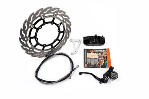 MOTO-MASTER SM RACE KIT: 320mm FLOATING FLAME, BRAKE PADS/LINE,4 PISTON CALIPER/BRACKET, RADIAL MASTER CYLINDER
