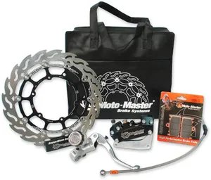 MOTO-MASTER SM RACE KIT: 300mm FLOATING FLAME, BRAKE PADS/LINE,4 PISTON CALIPER/BRACKET, RADIAL MASTER CYLINDER