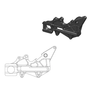 MOTO-MASTER BRAKE CALIPER RELOCATION ADAPTER OVERSIZE 220MM BLACK