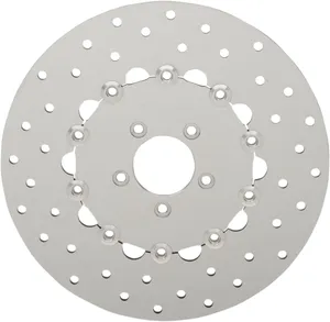 Drag Specialties Polished Stainless Steel Drilled Brake Rotor<br><ul><li>Drilled for better heat dissipation and consistent braking in wet weather</li><li>Designed for use with OEM and most aftermarket calipers</li></ul>