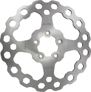 Galfer Cubiq™ Brake Rotor<br><ul><li>Named after the crystal steel molecules, the Cubiq brake rotor combines state-of-the-art technology with modern design</li><li>Rotor shape promotes uniform brake pad wear the contact surface between the pad and disc every revolution generates regular wear</li><li>Less unsprung weight (up to 40% lighter than standard round rotors) reduces gyroscopic effect and improves the manueverability of the motorcycle</li><li>Increased perimeter surface design generates more cooling surface around the rotor for better temperature dissipation</li></ul>