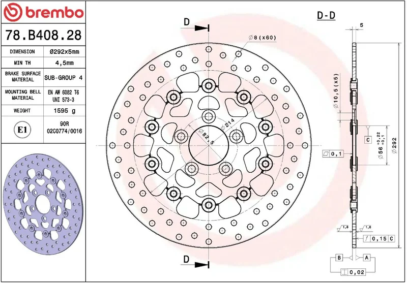 Brembo BRAKE DISC FLOAT RR