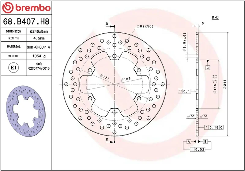 Brembo BRAKE DISC FIX FR/RR