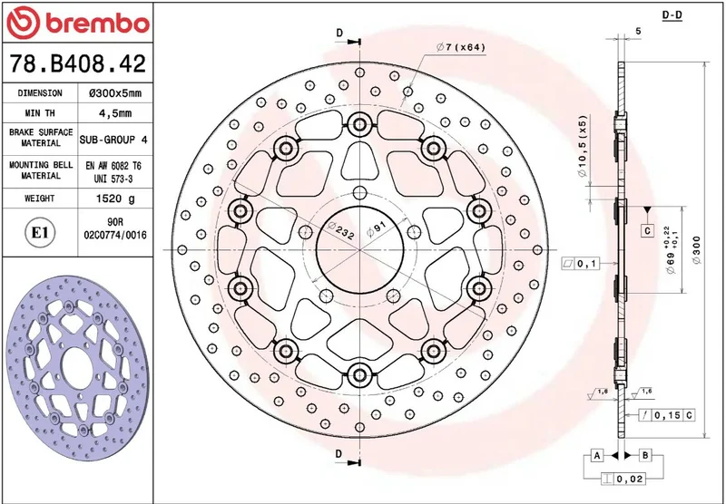 Brembo BRAKE DISC FLOAT FR/RR