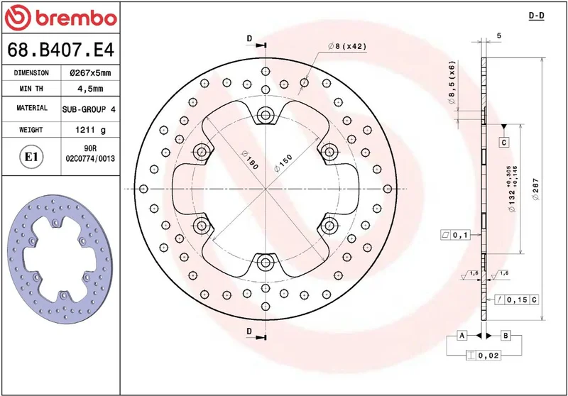 Brembo BRAKE DISC FIX FR/RR