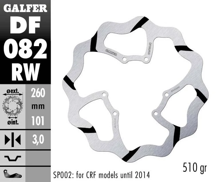 GALFER BRAKE ROTOR FIXED WAVE GROOVED OVERSIZE