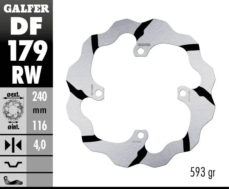GALFER BRAKE ROTOR FIXED WAVE GROOVED 240MM