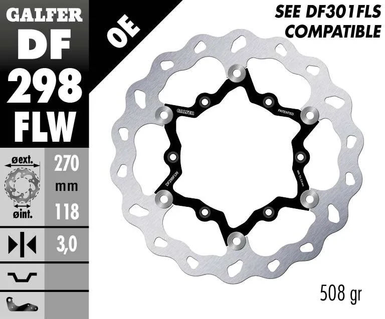 GALFER BRAKE ROTOR FLOATING WAVE STEEL CENTER