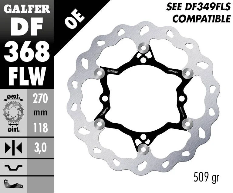GALFER BRAKE ROTOR FLOATING WAVE STEEL CENTER