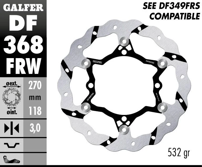 GALFER BRAKE ROTOR FLOATING WAVE GROOVED