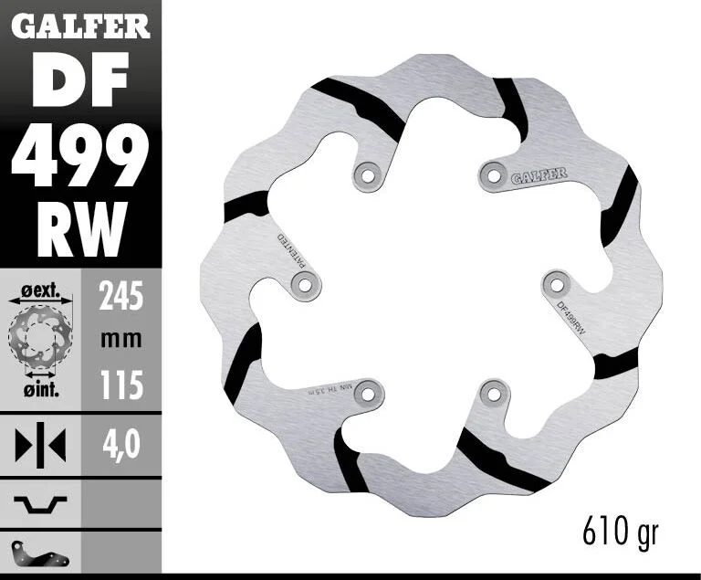 GALFER BRAKE ROTOR FIXED WAVE GROOVED 245MM