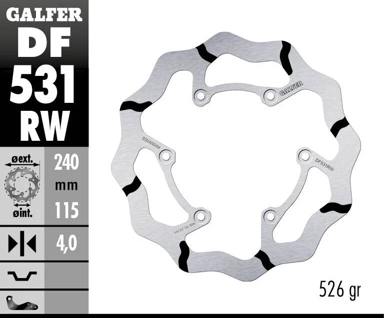 GALFER BRAKE ROTOR FIXED WAVE GROOVED 240MM