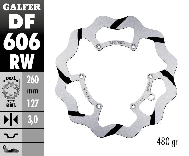GALFER BRAKE ROTOR FIXED WAVE GROOVED 260MM