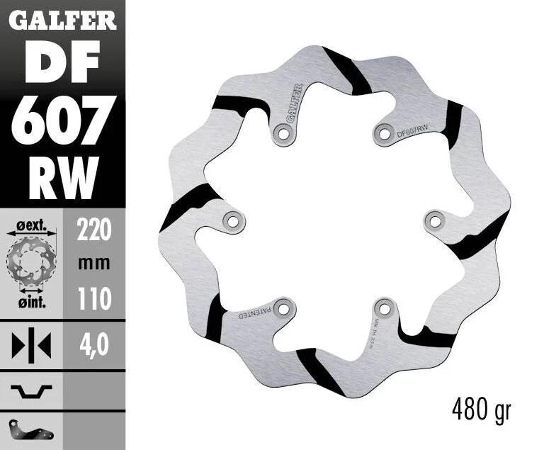 GALFER BRAKE ROTOR FIXED WAVE GROOVED 220MM