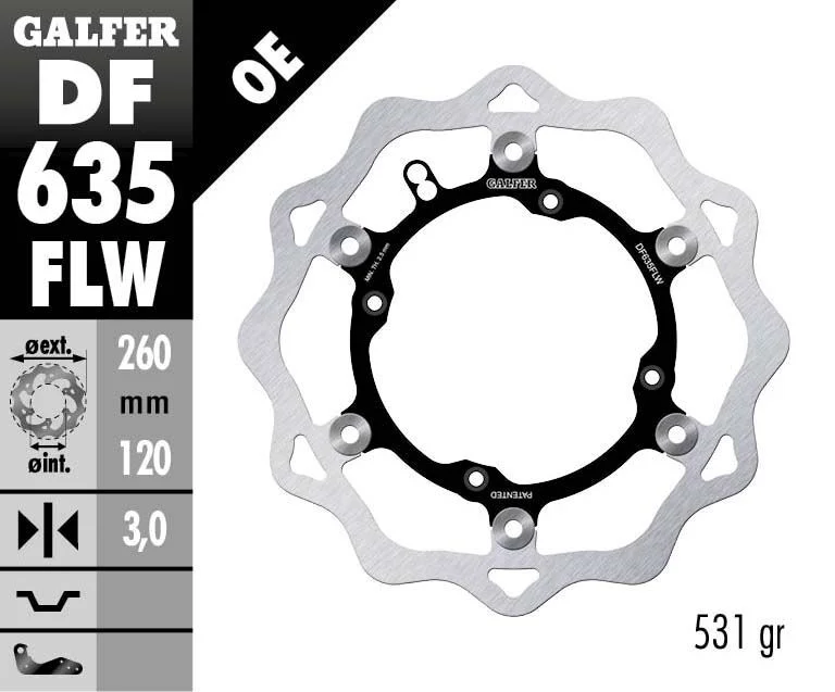 GALFER BRAKE ROTOR FLOATING WAVE STEEL CENTER