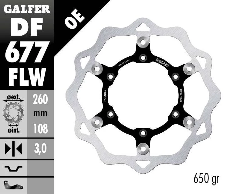 GALFER BRAKE ROTOR FLOATING WAVE STEEL CENTER