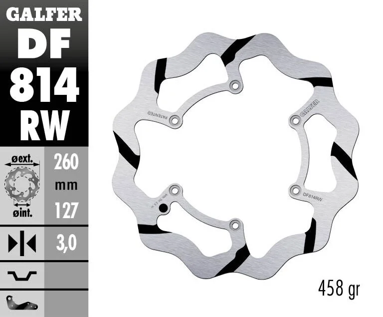 GALFER BRAKE ROTOR FIXED WAVE GROOVED 260MM