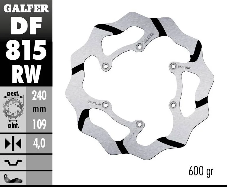GALFER BRAKE ROTOR FIXED WAVE GROOVED 240MM