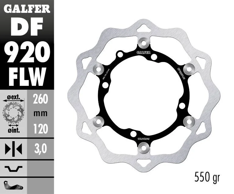 GALFER BRAKE ROTOR FLOATING WAVE STEEL CENTER