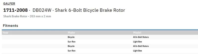 GALFER BRAKE ROTOR FIXED SHARK 203