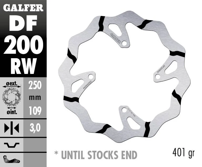 GALFER BRAKE ROTOR FIXED WAVE GROOVED 250MM