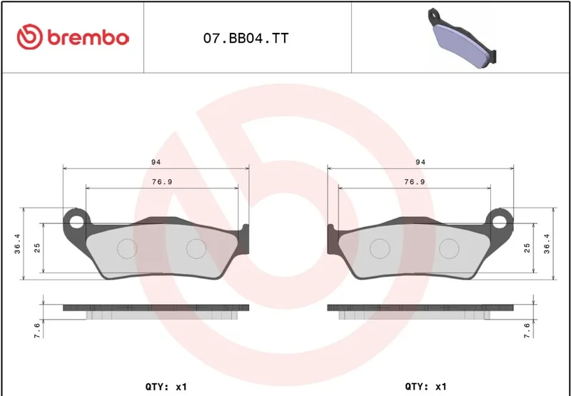 Brembo BRAKE PAD TT CAR/CER RR