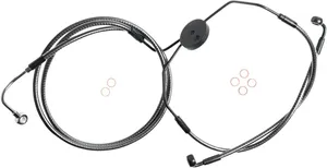 Magnum Shielding KARBONFIBR Lower Brake Line<br><ul><li>KARBONFIBR braid is created from distinct black tone colors, blended and interwoven in such a way that it mimics the look of high-tech carbon fiber</li><li>Brake line kit consists of a direct fit lower assembly used in conjunction with alternative length upper lines</li><li>Brake lines are designed to follow the same routing path as OEM lines</li><li>AN-3 connections make for easy installations</li><li>Extended lines allow calipers to be moved to different mounting locations, including radial brake caliper relocations and incorporate EZ-Align banjos for easy installation</li><li>Assembled in the U.S.A.</li></ul>