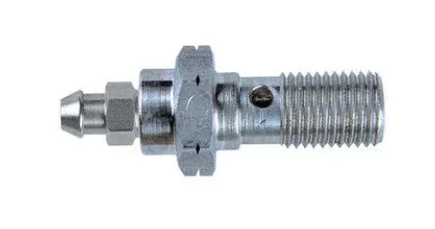 Goodridge M10 x 1.00 banjo bolt w/bleed nipple. Stainless