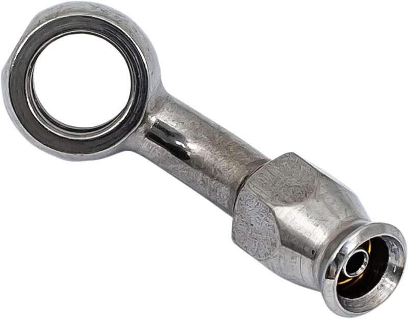 Goodridge 3/8" (10mm) banjo fitting 45 degree bend. SS