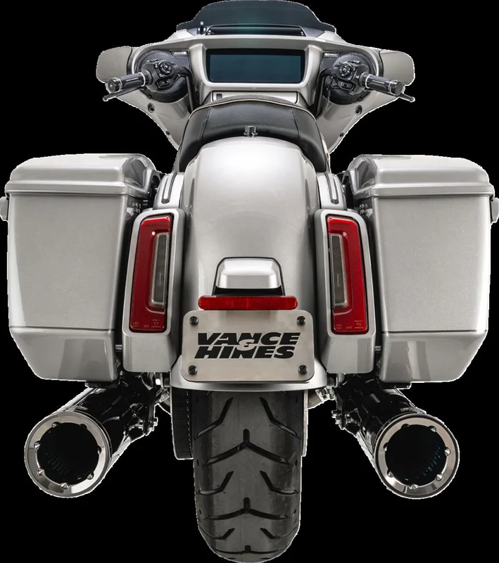 Vance & Hines & Hines, Hi-Output 4.5" slip-on mufflers. Dark chrome